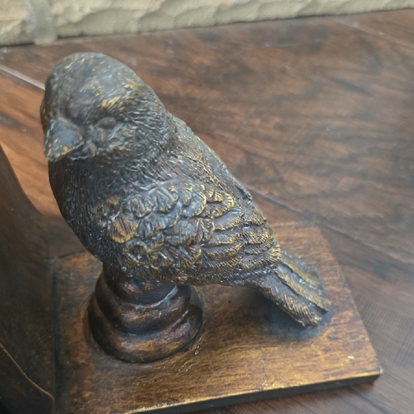 Rustic Bird Bookends - Brown and Gold - Picture 3 of 5